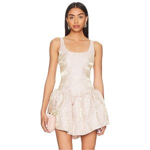 Revolve Anndreah Blush & Gold Ballet Inspired Mini Dress With Tutu Skirt
